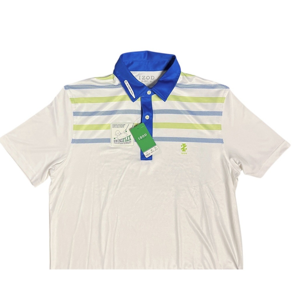 IZOD Golf Swingflex Stretch Cool FX UPF-15 Striped Size Medium‎ Polo Shirt
